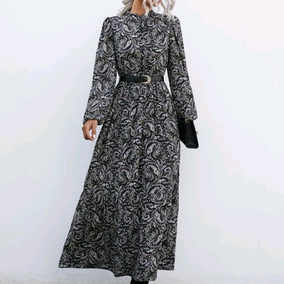 Holidaya Allover Print Button Front Dress Without Belt - Picture 4 of 4